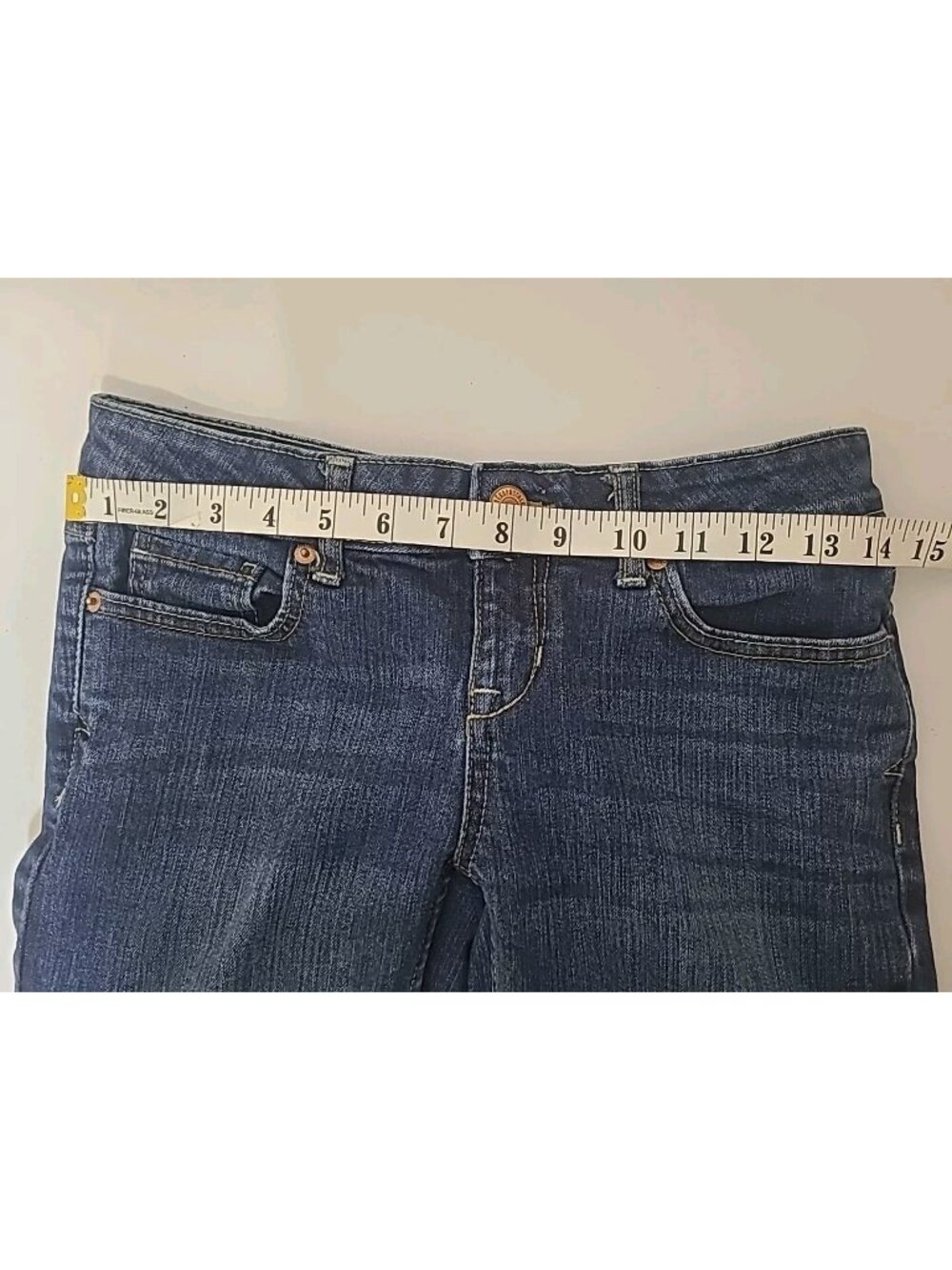 Aeropostale Bayla Skinny Jeans 1/2 Short Blue Mid Rise Medium Dark Wash - Picture 4 of 9